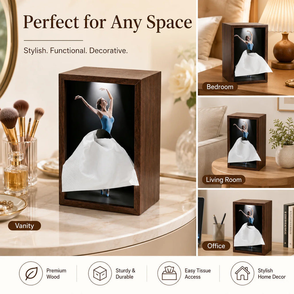 3D Ballerina Tissue Box | Dancing Girl Desktop Decor Decorative Tissue Box QXL