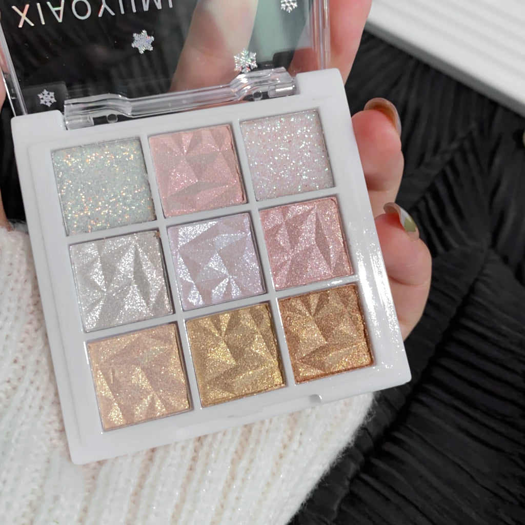 9-Color Glitter Eyeshadow Palette | Shimmer & Pearlescent Eyeshadow Palette QXL