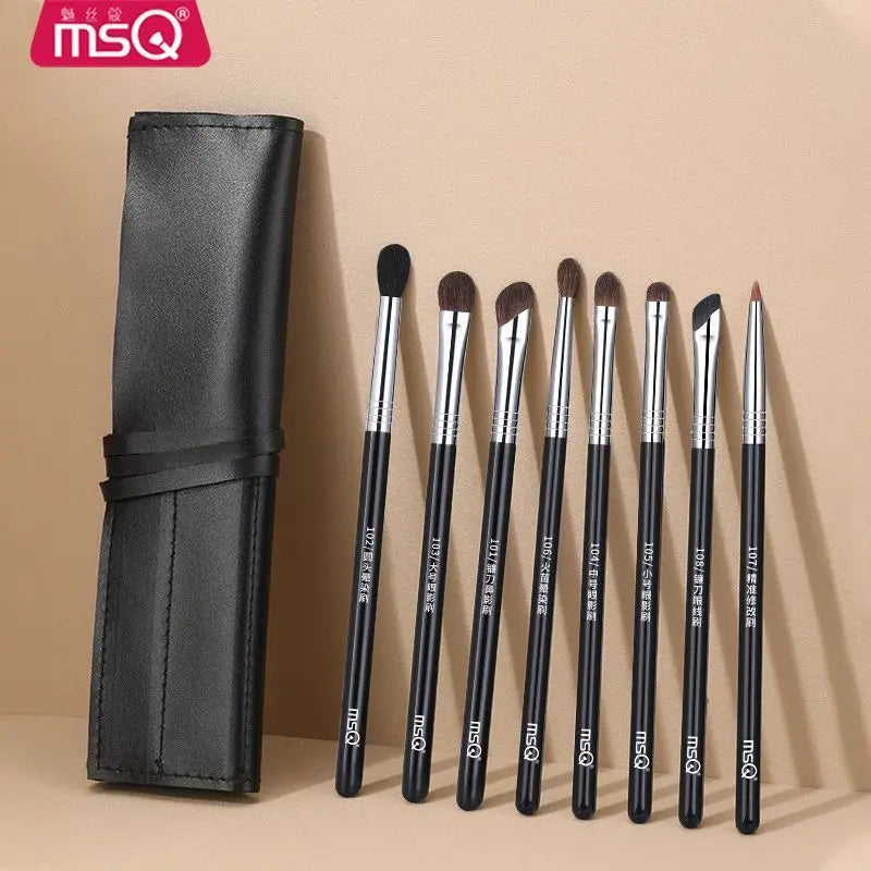 8-Piece Horsehair Eyeshadow Brush Set | Blending & Detail Eyeshadow Brush Set QXL
