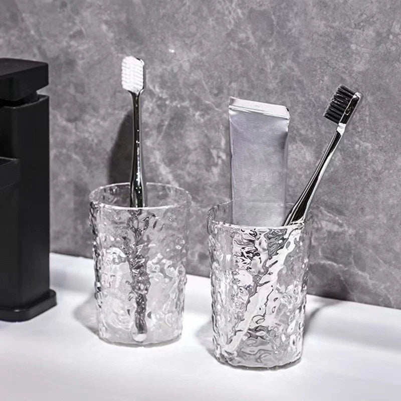 Transparent Plastic Toothbrush Cup with Handle | Bathroom Mug Bathroom Toothbrush Cup QXL
