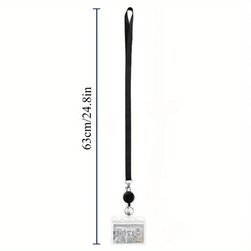 Black Retractable Badge Reel with Lanyard & ID Card Holder Badge Reel Lanyard QXL