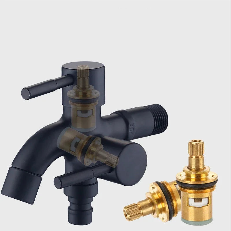 Black Dual-Outlet 304 Stainless Steel Wall Faucet G1/2" Wall Mount Faucet QXL