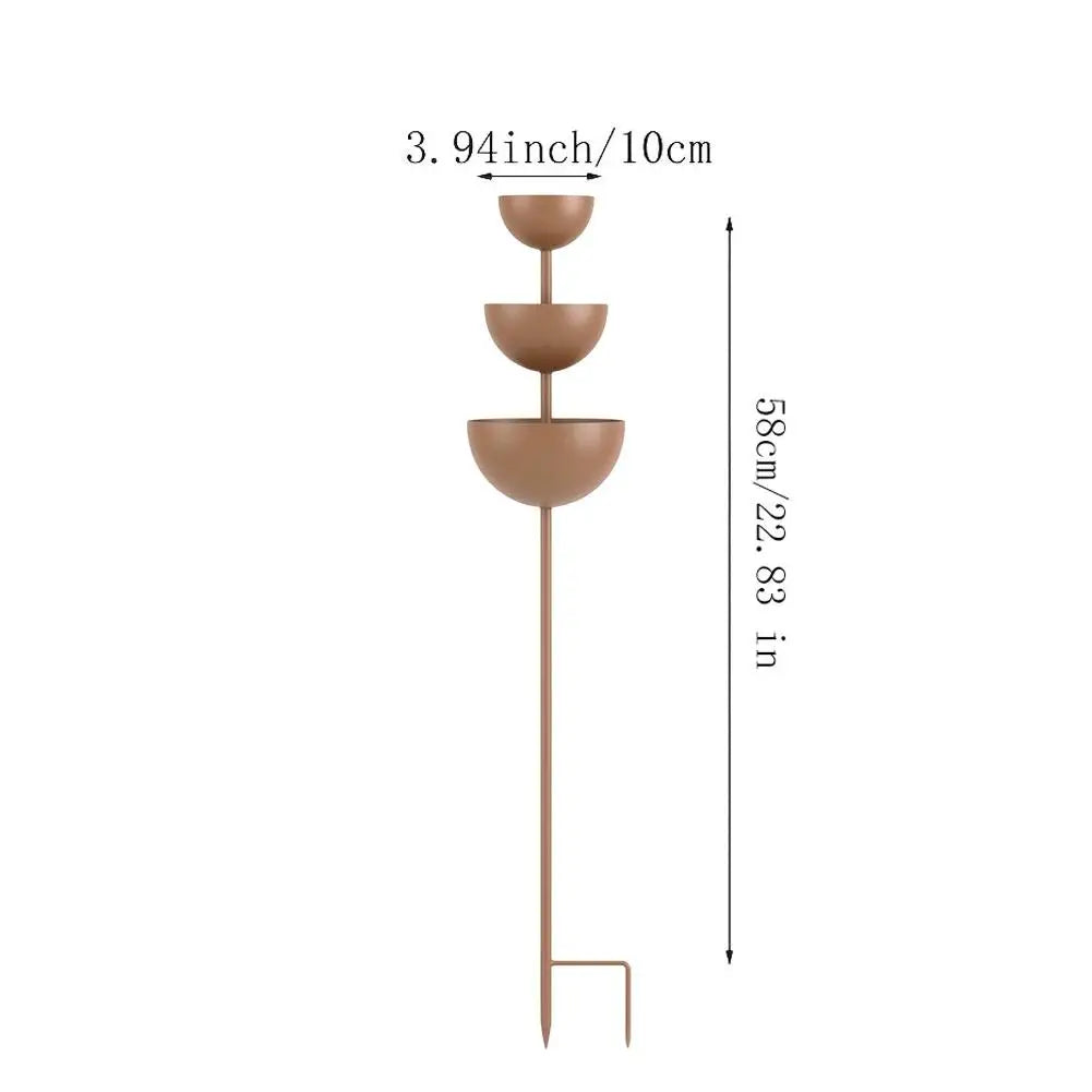3-Tier Iron Bird Feeder & Bath Garden Stake | Rustic Ornament Bird Feeder Stake QXL