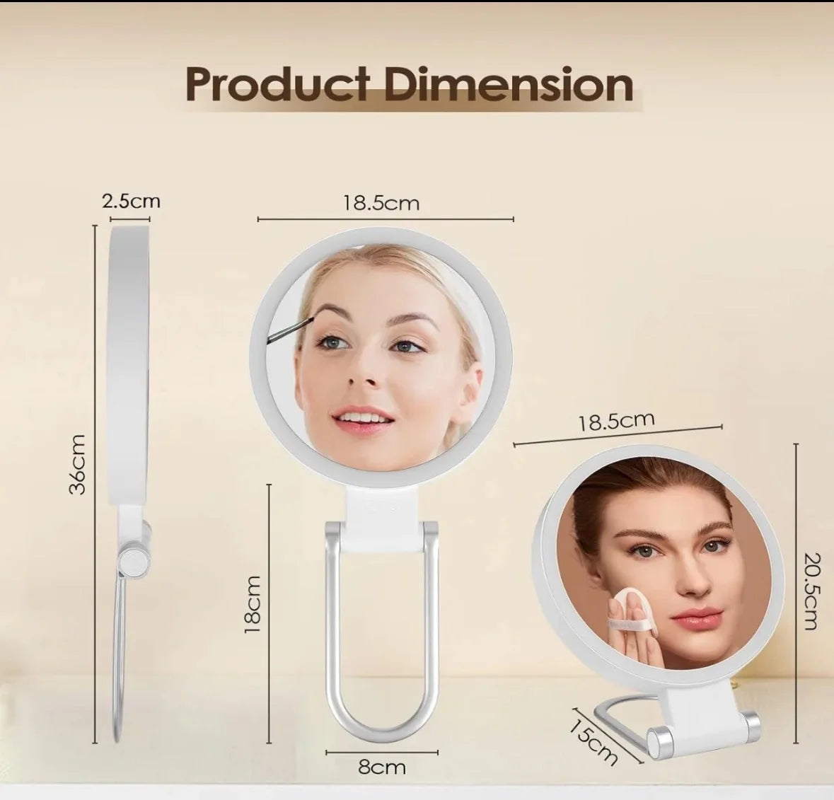 LED Vanity Mirror 10x Magnifying | 3-Color Touch Dimmer USB LED Vanity Mirror QXL