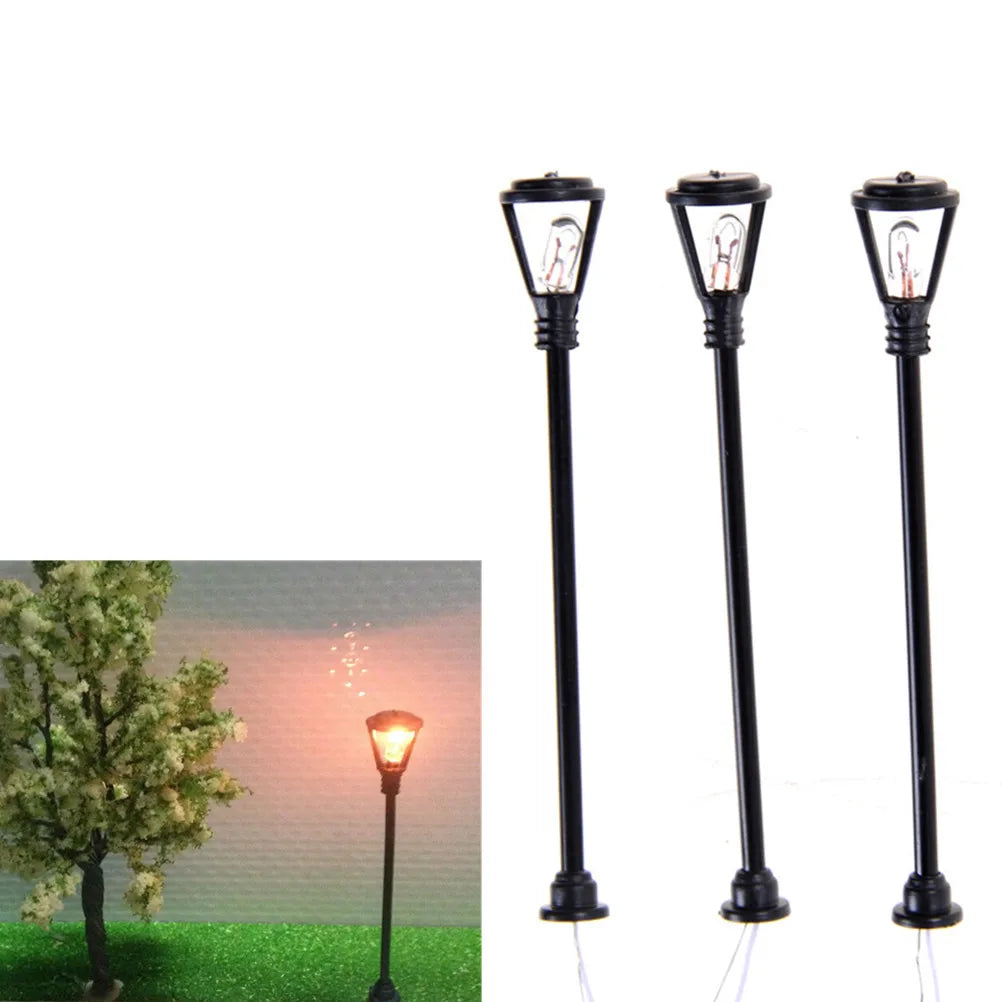 10-Pack HO Scale 1:100 Model Garden Lamps | Black Layout Lights Scale Model Accessories QXL