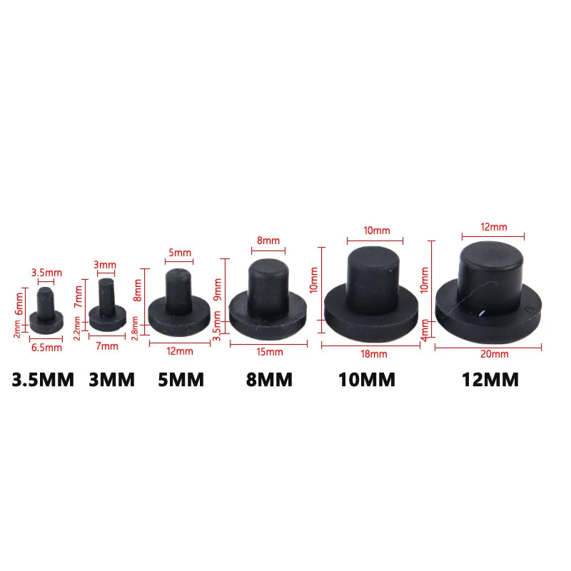 10-Pack Silicone Rubber Hole Plugs 3mm–12mm | Pipe End Caps Rubber Hole Plugs QXL