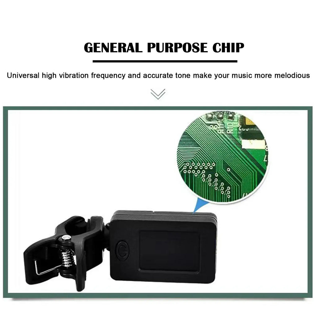 Clip-On Digital Guitar Tuner | LCD for Guitar, Bass & Ukulele Clip-On Guitar Tuner QXL