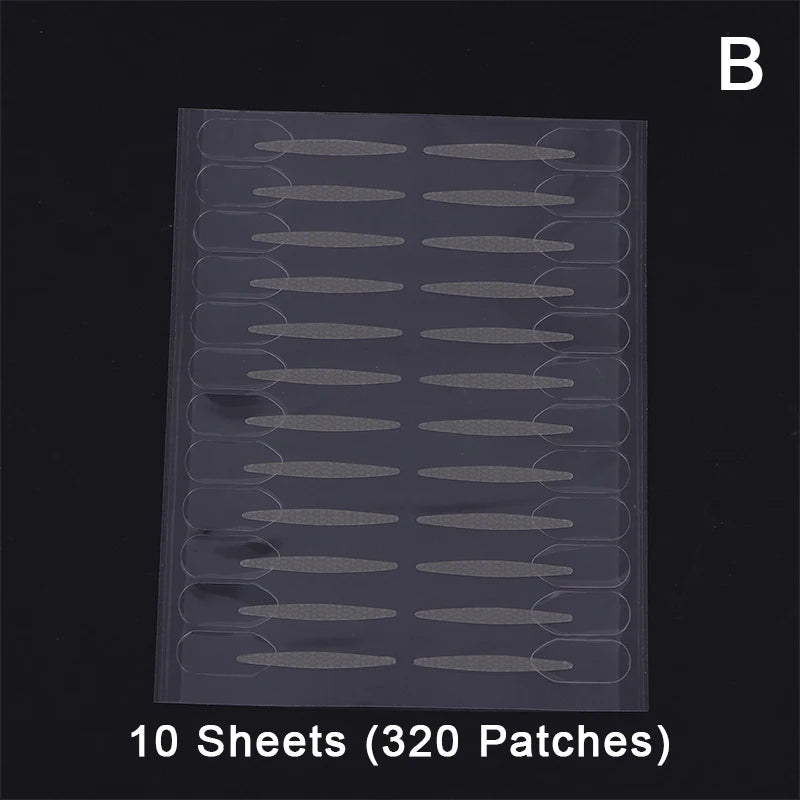 Invisible Double Eyelid Stickers with Handle | 96–320 Patches Eyelid Tape Stickers QXL 10 sheets B