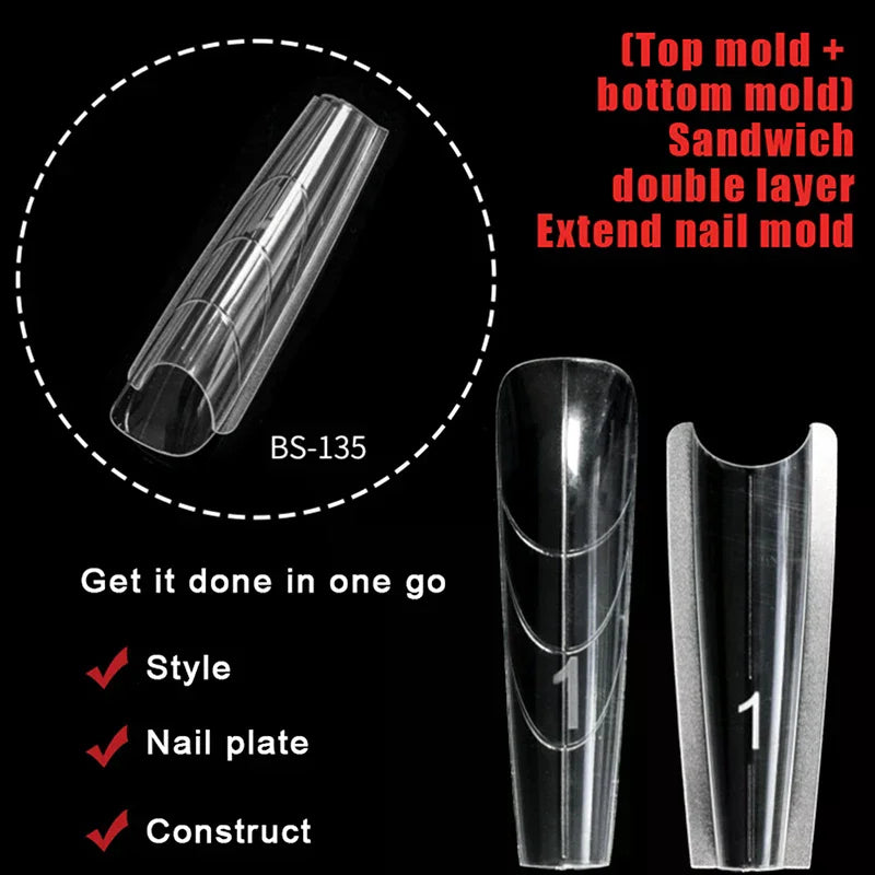 240-Pc Sandwich Dual Nail Forms | 15 Sizes Coffin & Almond Dual Nail Forms QXL