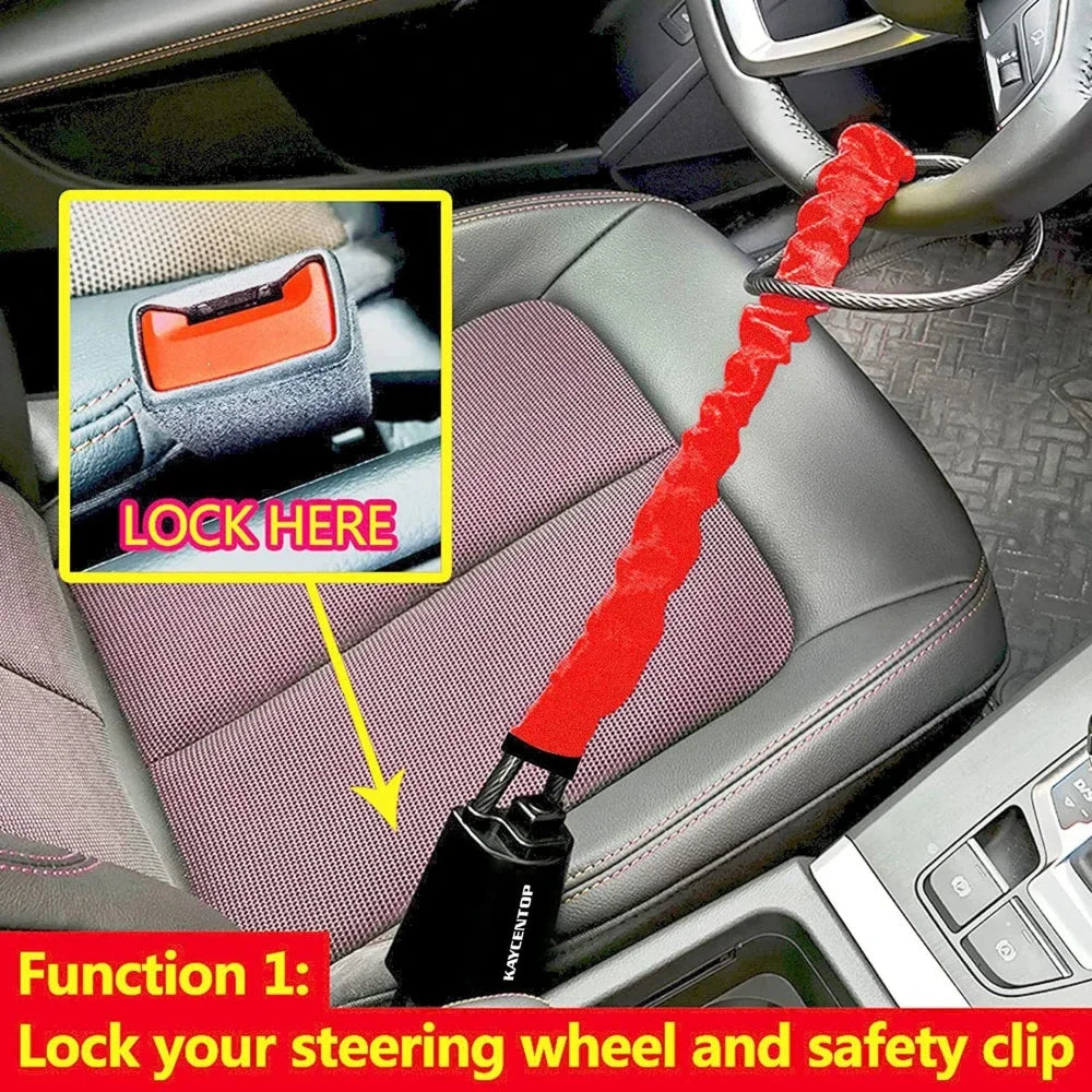 Universal Steering Wheel & Seat Belt Anti-Theft Lock | 2 Keys Car Anti-Theft Lock QXL