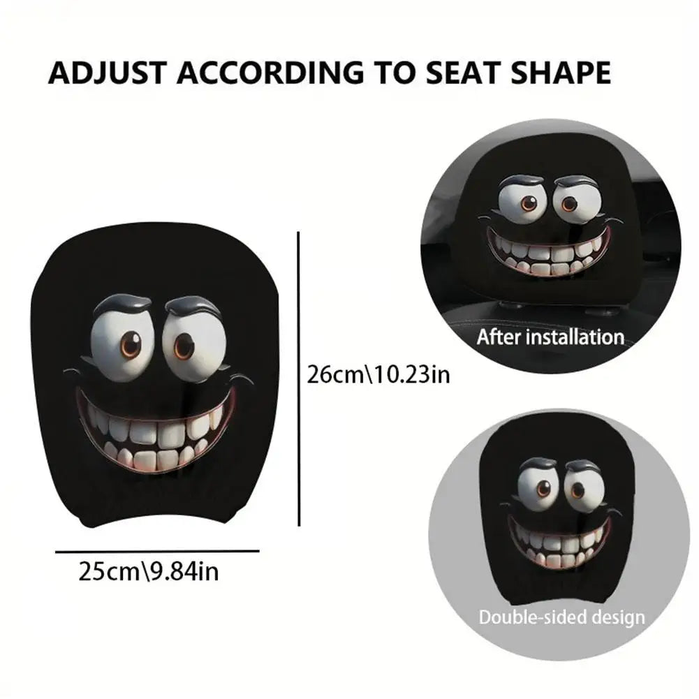 Horror Face Car Headrest Covers | 4-Pack Polyester Cushion Set Car Headrest Cover QXL