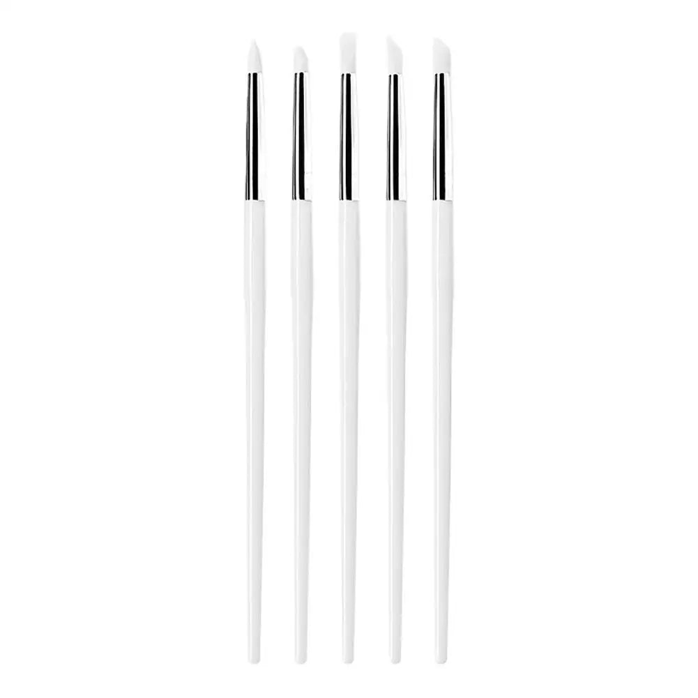 5-Pc Silicone Nail Art Brush Set | UV Gel 3D Dotting Pens Nail Art Brush Set QXL WHITE