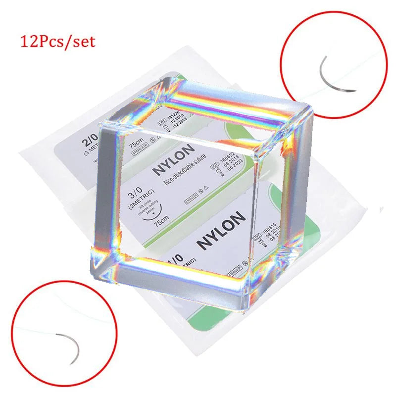 12-Pc Nylon Suture Practice Kit | Sizes 2.0, 3.0 & 4.0 Suture Training Kit QXL