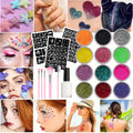 12-Shade Glitter Temporary Tattoo Kit | Stencils & Glue Temporary Tattoo Kit QXL 4pcs