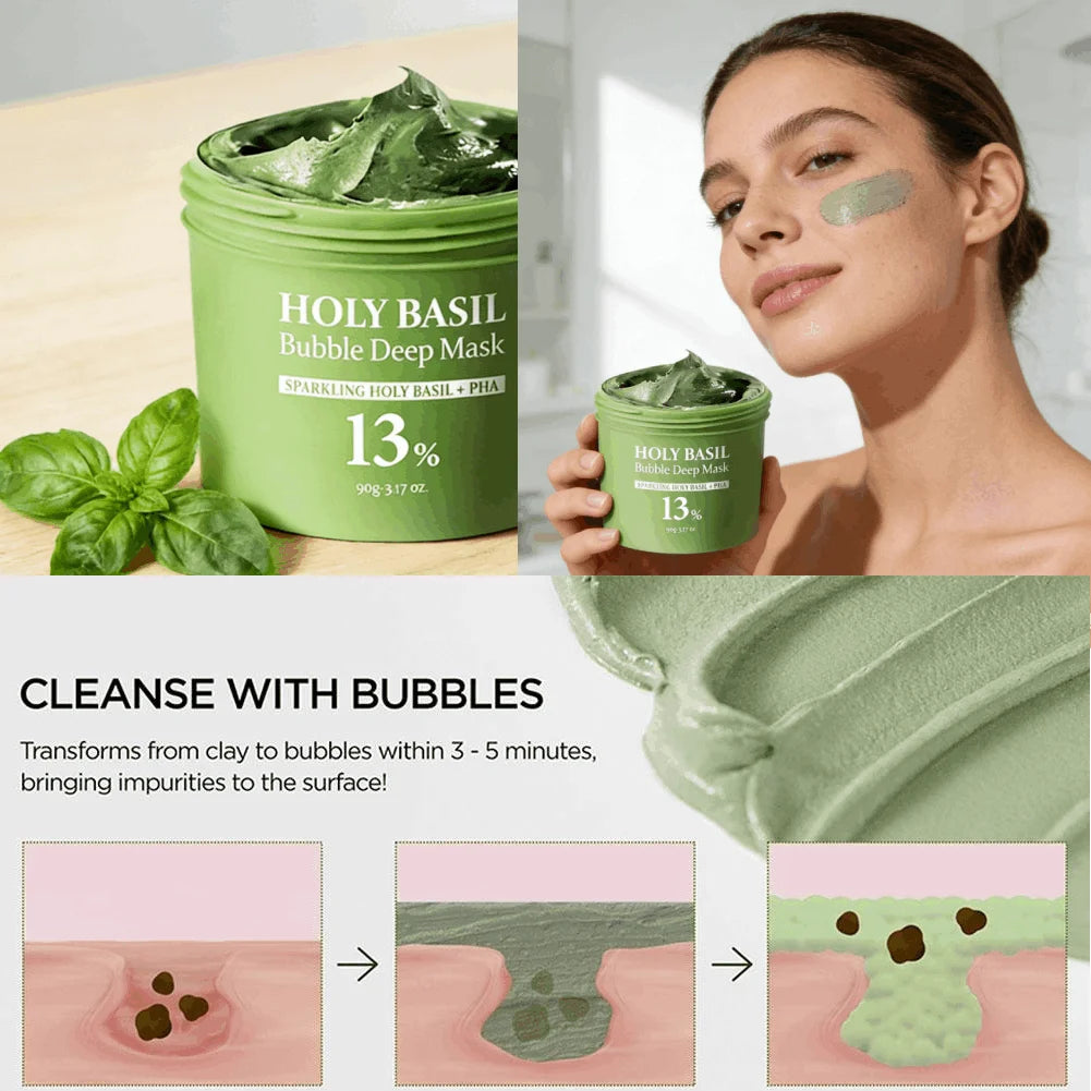 Korean Basil Bubble Clay Mask – Pore Cleanse & Oil Control Bubble Clay Mask QXL