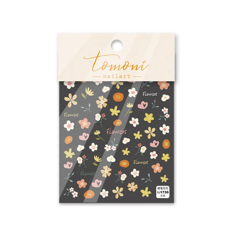 5D Embossed Crayon Flower Nail Art Stickers | Self-Adhesive Nail Art Stickers QXL T-1730