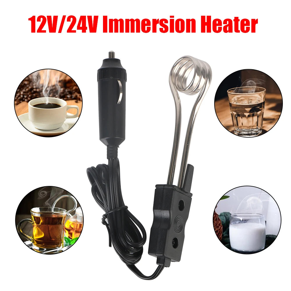 12V/24V Car Immersion Heater 120–140W | Portable Travel Boiler Car Immersion Heater QXL