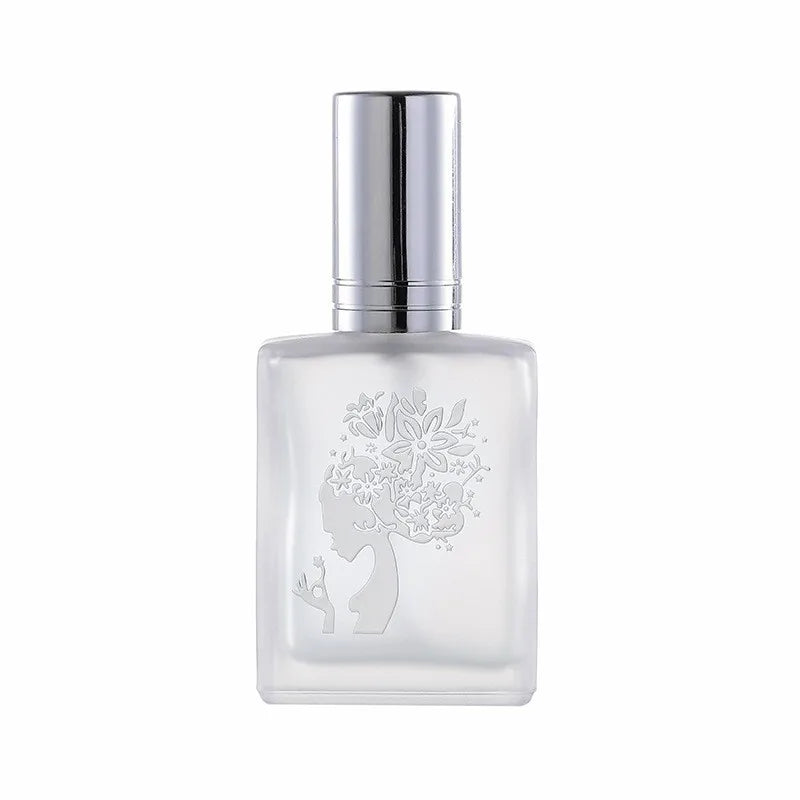 15ml Frosted Glass Perfume Spray Bottle | Artistic Design Perfume Spray Bottle QXL Silver