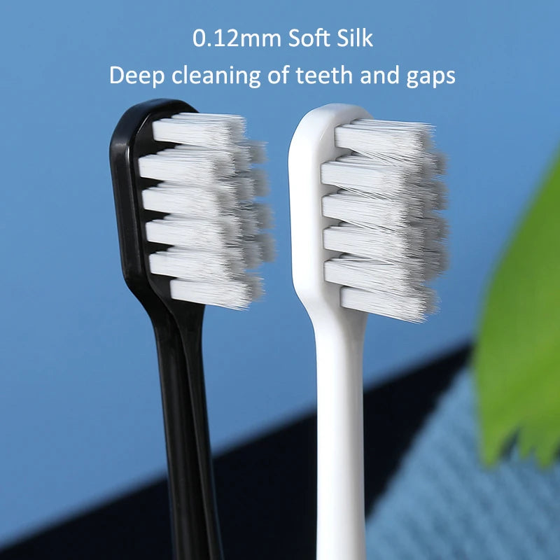 2-Pack Silver Ion Antibacterial Soft Toothbrushes – Wide Head Manual Toothbrush Set QXL