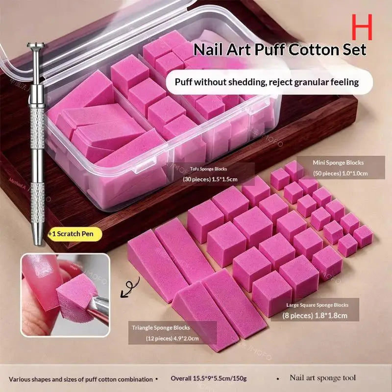 100-Pc Ombre Nail Sponge Kit | Gradient & Blush Nail Art Nail Art Sponge Kit QXL H