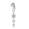 Clip-On Belly Button Ring | No-Piercing CZ Dangle Navel Ring Clip-On Navel Ring QXL B