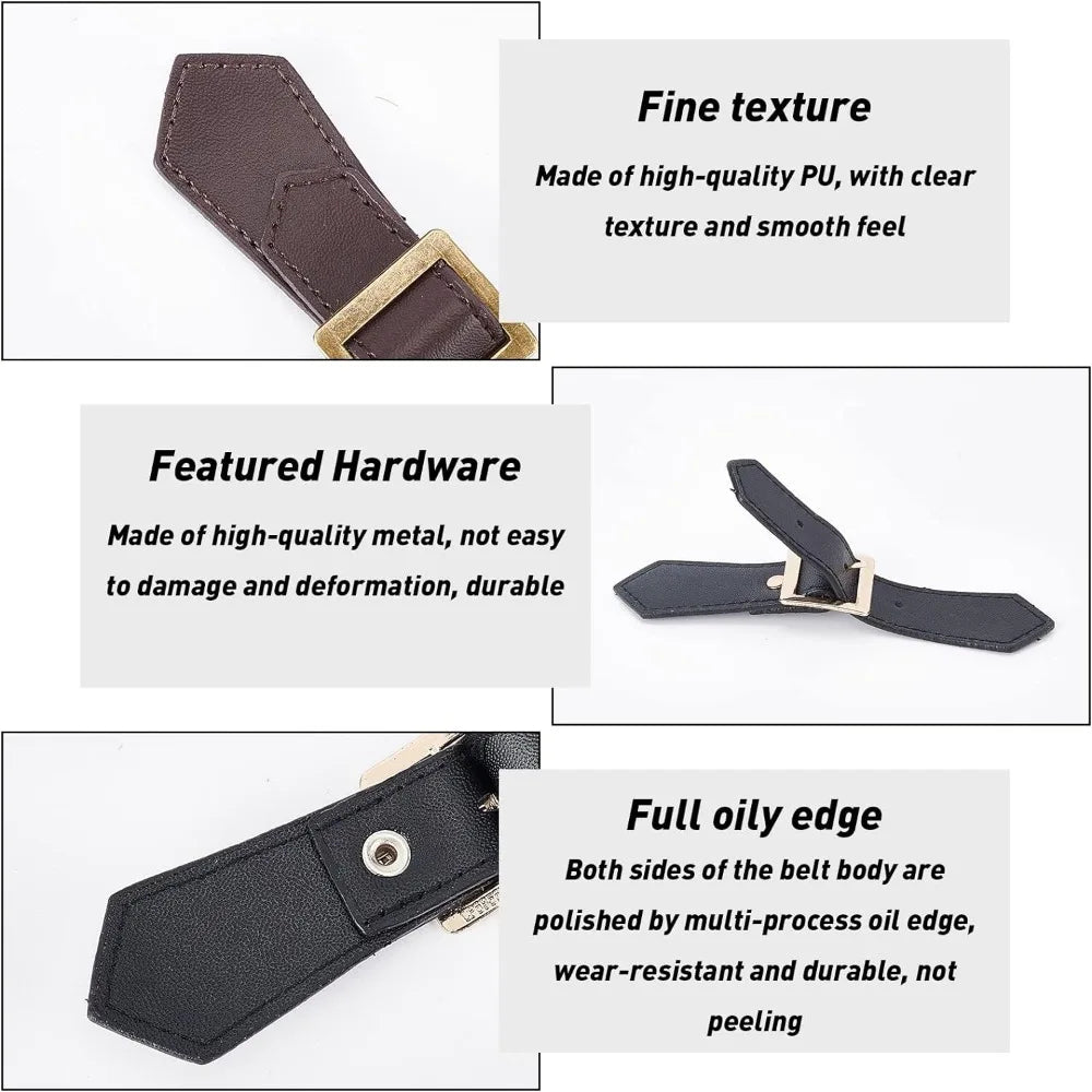PU Leather Sew-On Toggle Closures – 4 Sets Black & Brown Garment Toggle Closures QXL