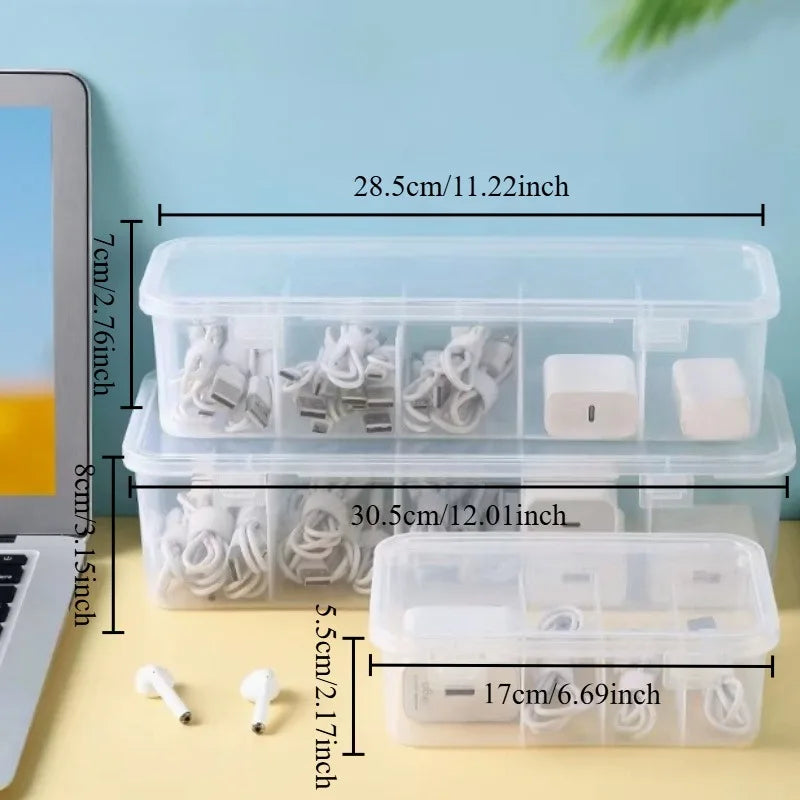 Desktop Cable Organizer Box with Dividers | USB & Chargers Desktop Storage Organizer QXL