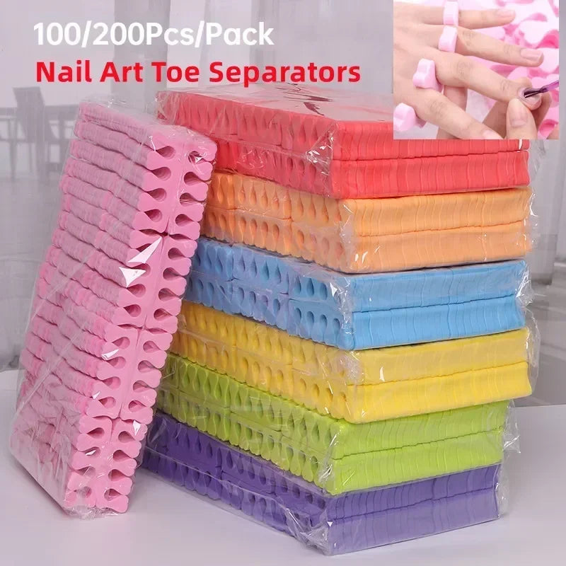 100-Pack Soft Sponge Toe Separators for Pedicure & Nail Art Toe Separators QXL