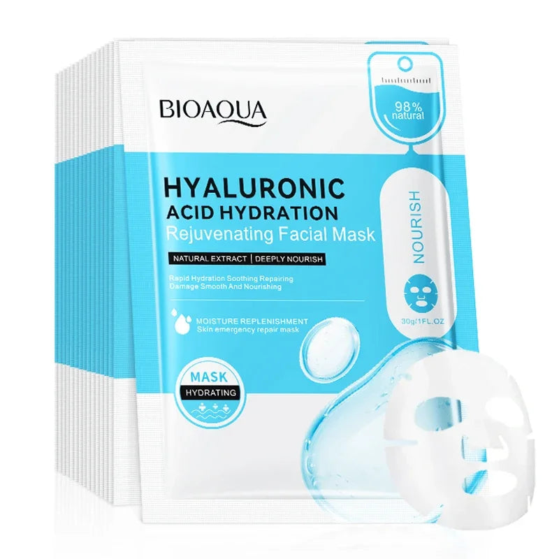 BIOAQUA Hyaluronic Acid Sheet Face Masks 10-Pack – Hydrating Hydrating Sheet Mask QXL