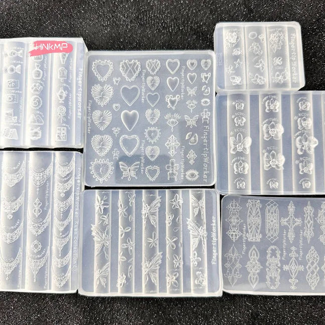 3D Silicone Nail Art Mold | Baroque Heart Butterfly Flower Silicone Nail Mold QXL