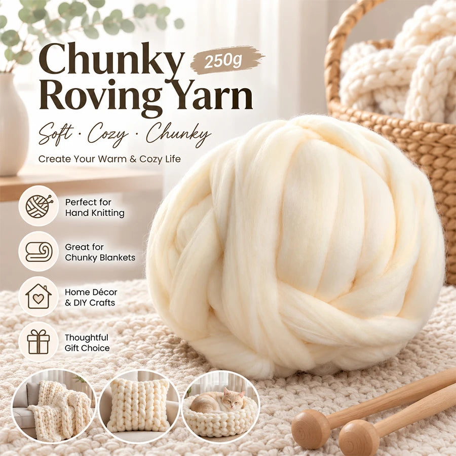 250g Chunky Bulky Craft Yarn Ball – Soft Fluffy Hand Knitting Chunky Craft Yarn QXL 22