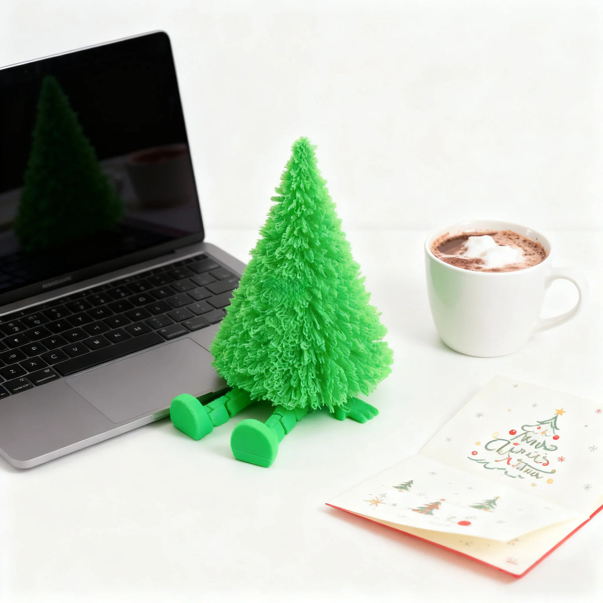 Poseable 3D Printed Christmas Tree | Movable Joints Red & Gold Holiday Novelty Decor QXL