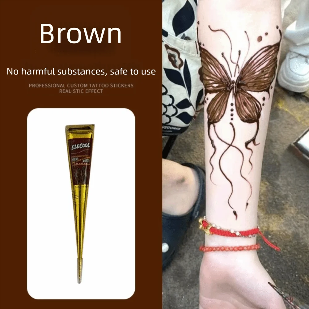 Henna Tattoo Paste Cone | Mehndi Body Art Black & Brown Henna Tattoo Paste QXL