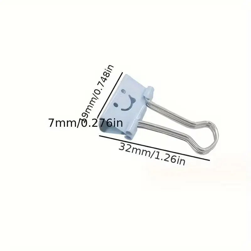 Smiley Face Long Tail Clips | Colorful Hollow 2/12-Pack Decorative Binder Clips QXL