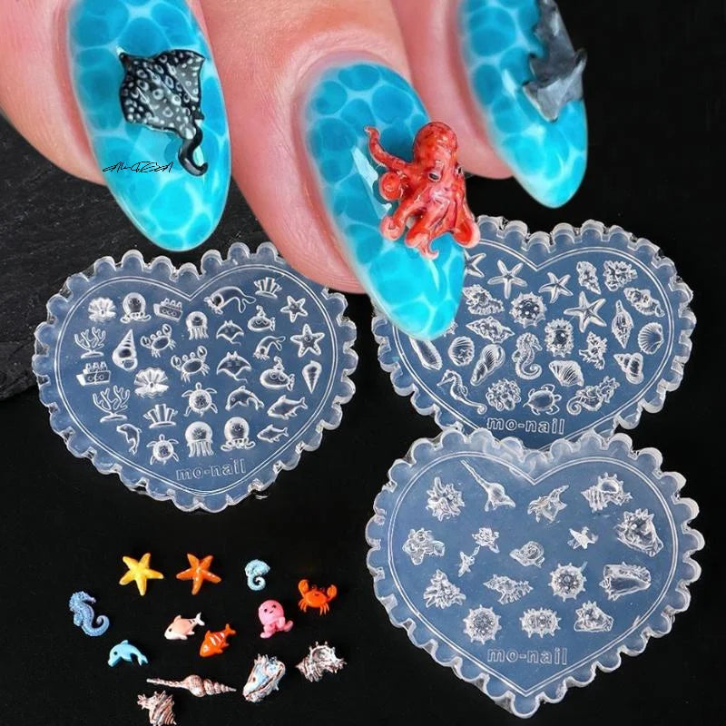 3D Silicone Nail Mold | Ocean Shell Starfish Jellyfish DIY Art Silicone Nail Mold QXL