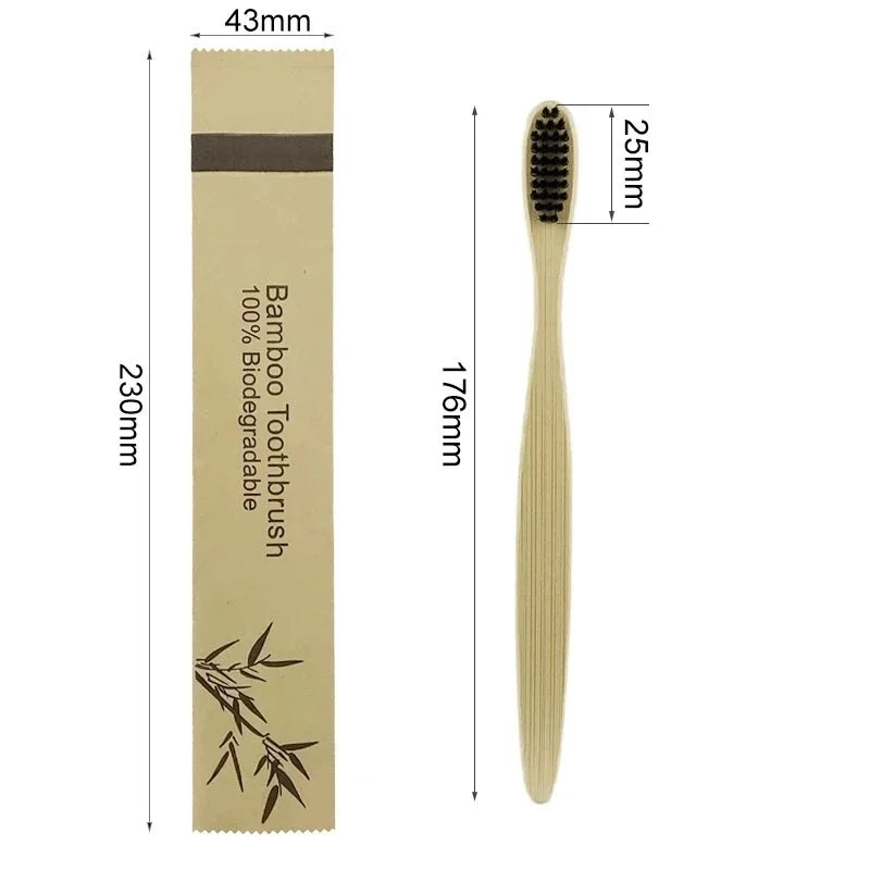 10-Pack Bamboo Charcoal Toothbrush | Soft Bristle Eco Set Bamboo Toothbrush QXL