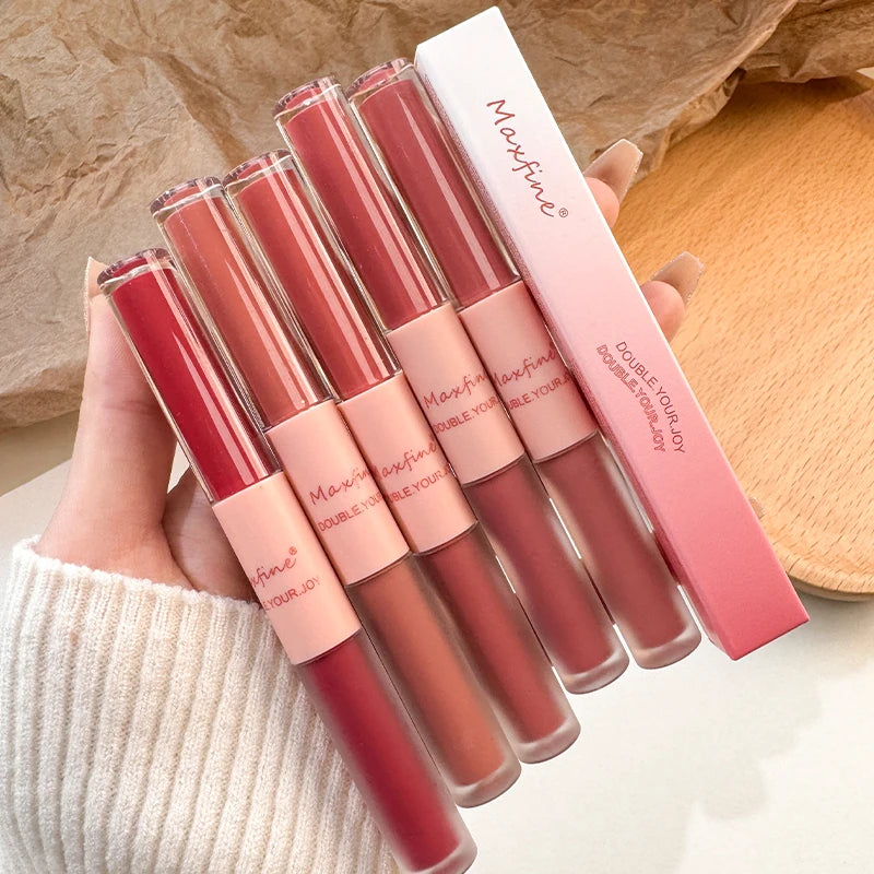 MAXFINE Double-End Lip Gloss | Mirror Gloss & Matte Velvet Double-End Lip Gloss QXL