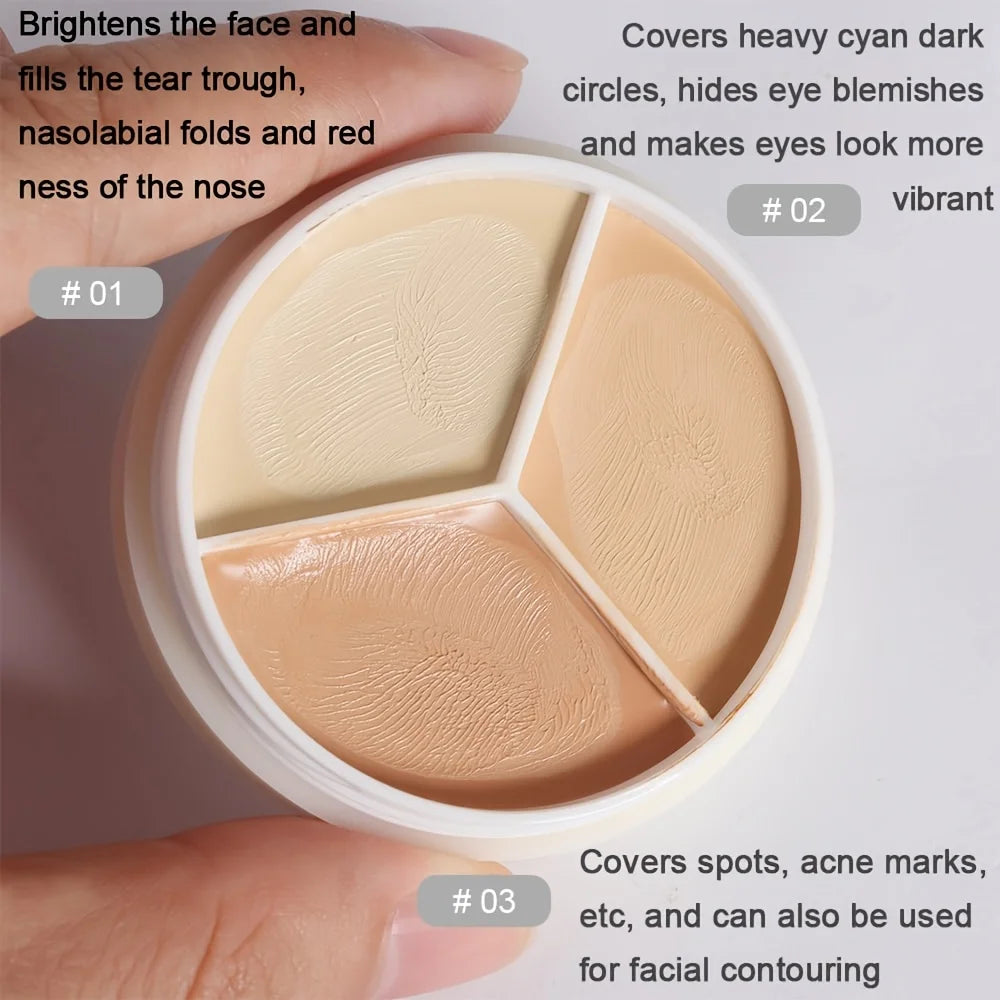 Three-Color Concealer Palette – Full Coverage Cream Foundation Concealer Palette QXL