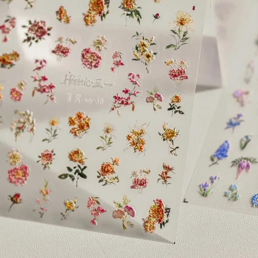 5D Wisteria Nail Stickers | Floral & Bird Self-Adhesive Decals Nail Art Stickers QXL