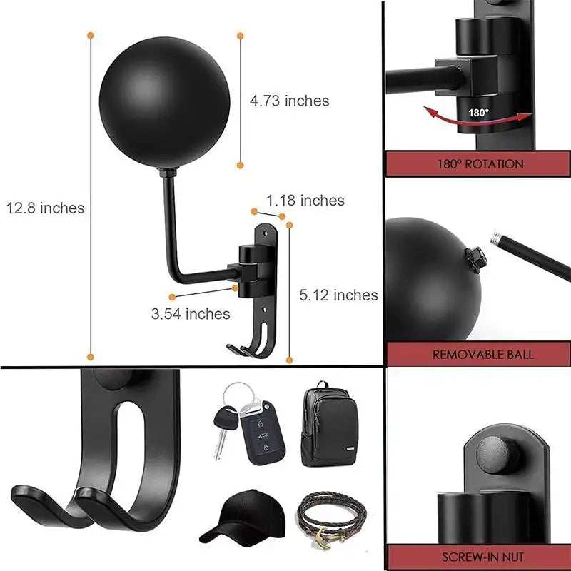 180° Rotatable Wall-Mount Motorcycle Helmet Hook Holder Helmet Wall Hook QXL