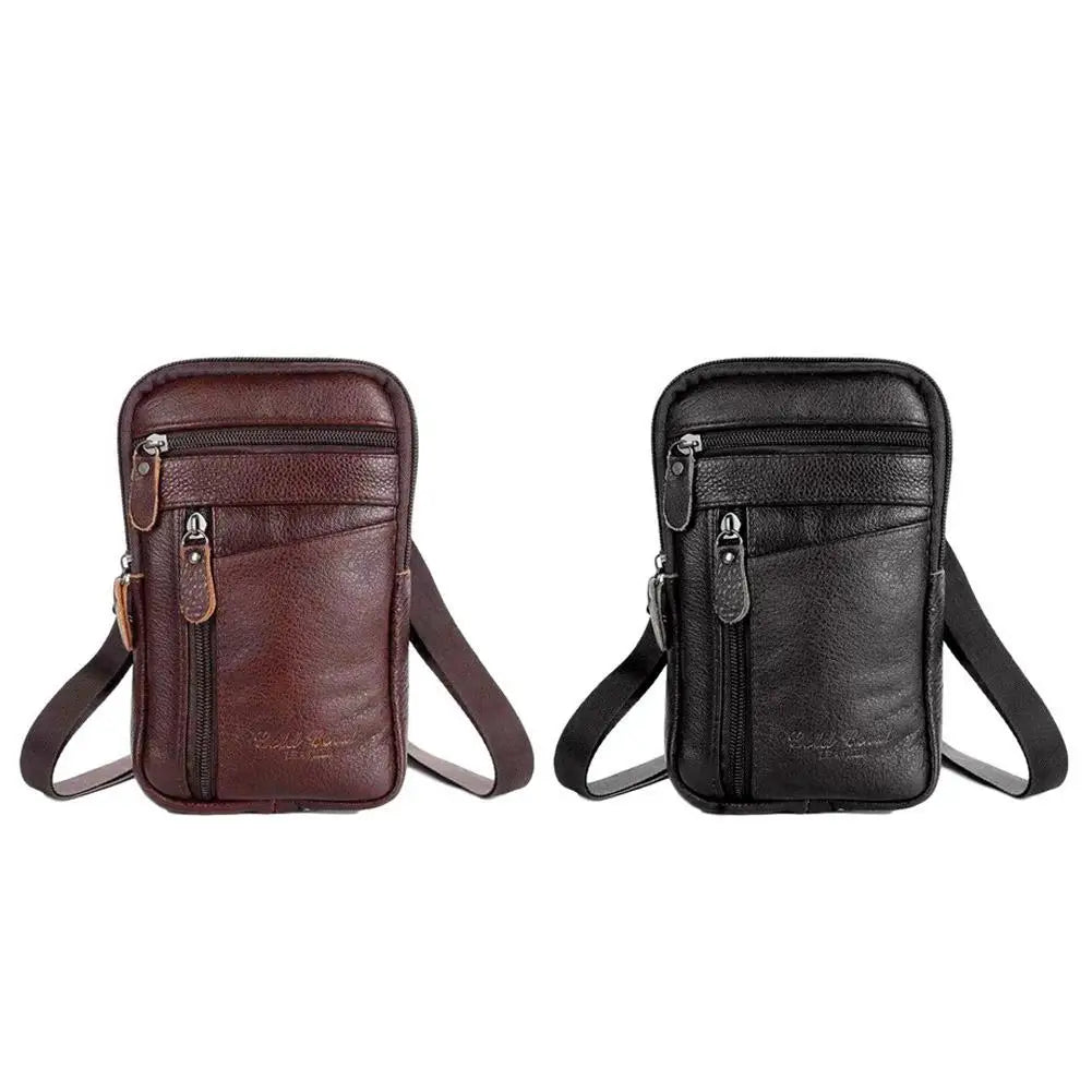 Men's Leather Waist Pack | Belt Clip Crossbody Phone Bag Leather Waist Pack QXL