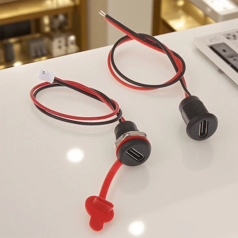 Waterproof USB-C Female Connector PH2.0 Nut Lock | 3A Fast Charge USB-C Connector QXL