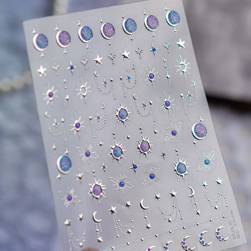 5D Pearlescent Floral Nail Stickers | Iridescent Self-Adhesive