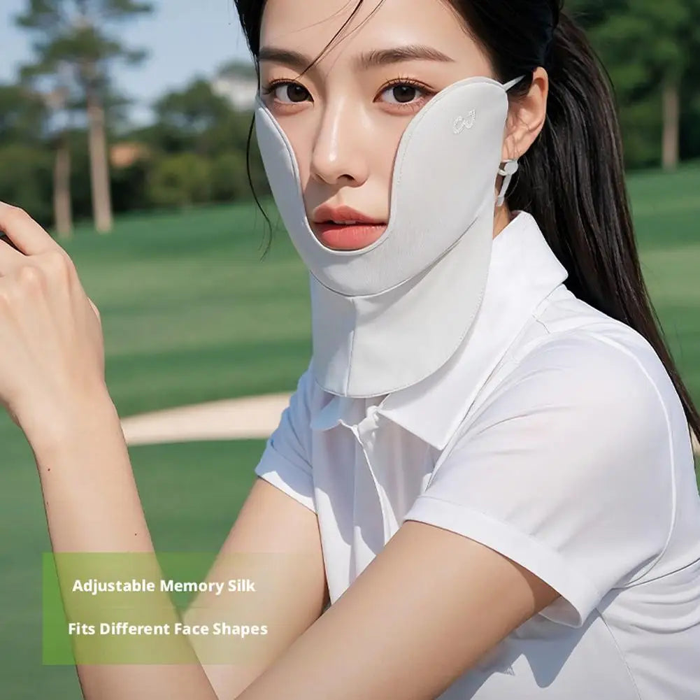 Women's UPF50+ Ice Silk Sun Mask | Cooling UV Face Cover Sun Protection Mask QXL