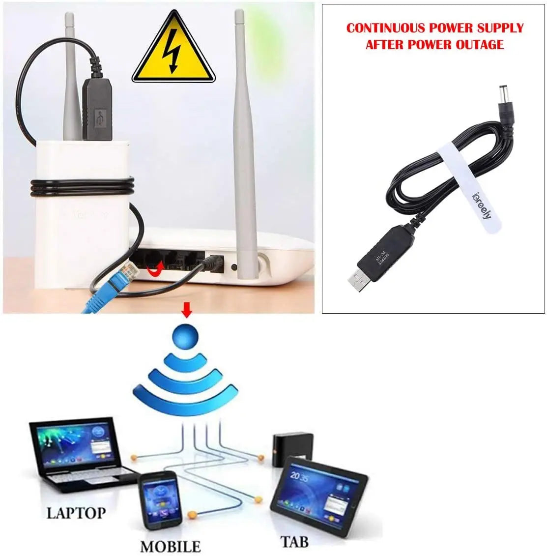 USB 5V to 12V/9V Boost Power Cable – 5.5x2.1mm DC Converter Boost Power Cable QXL