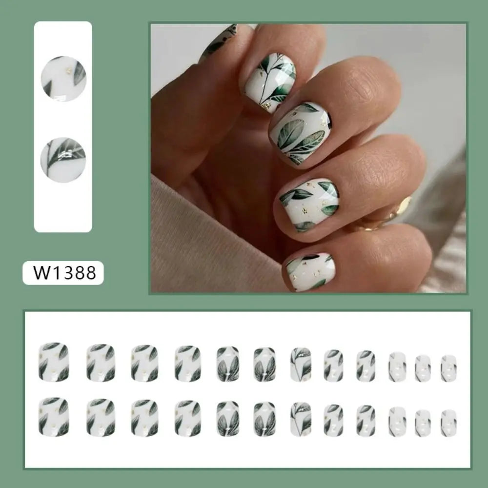 24-Pack Short Round Press-On Nails | French Aurora DIY Tips Press-On Nail Tips QXL