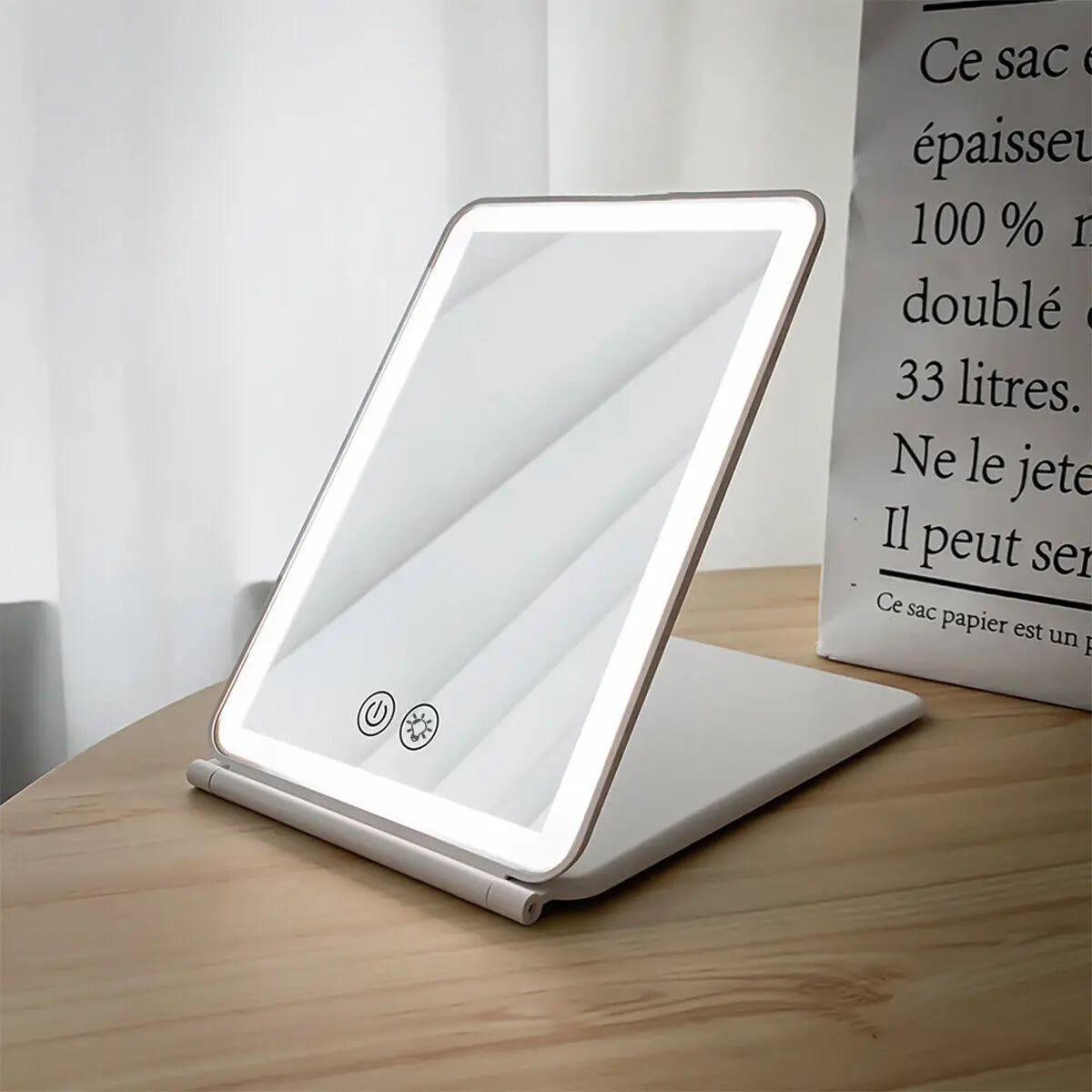 Foldable LED Makeup Mirror | 3 Color Modes, USB Rechargeable LED Makeup Mirror QXL