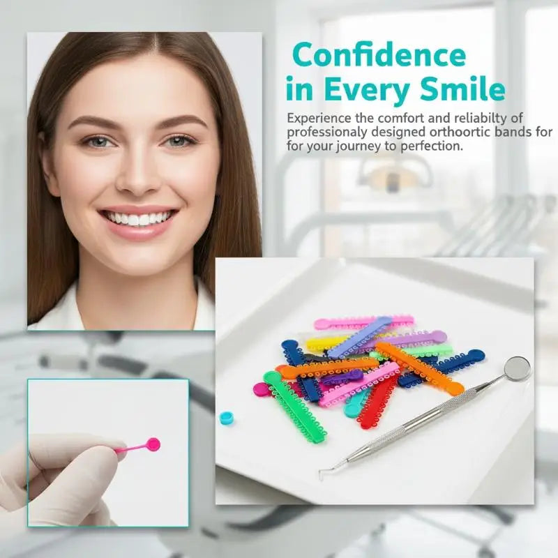 1040-Piece Colourful Orthodontic Elastic Tie Bands for Braces Orthodontic Elastic Ties QXL