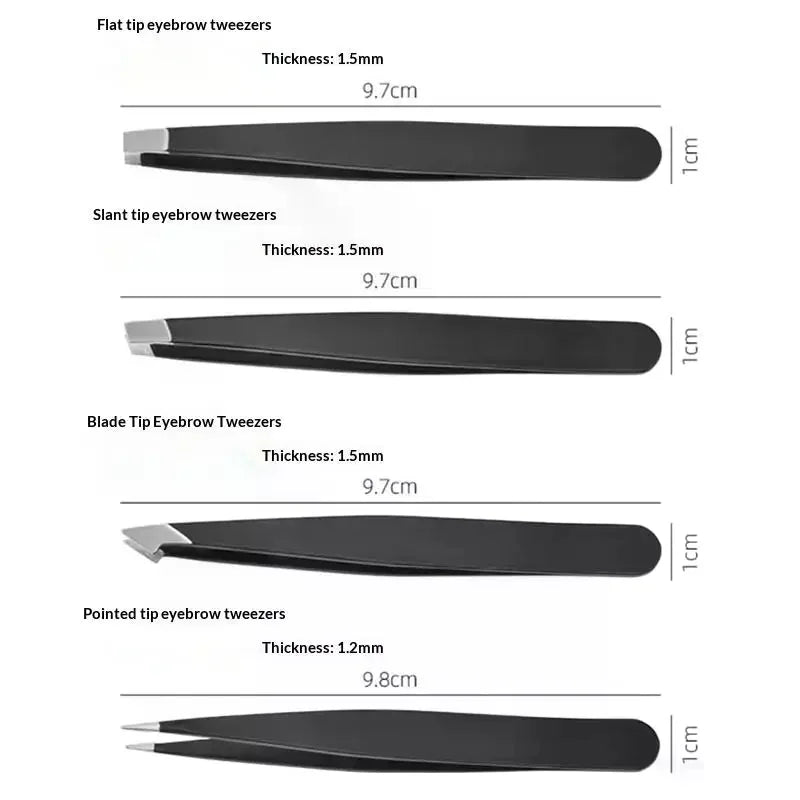 YOVIP 4-Pack Slant Tip Stainless Steel Eyebrow Tweezers Set Eyebrow Tweezers Set QXL