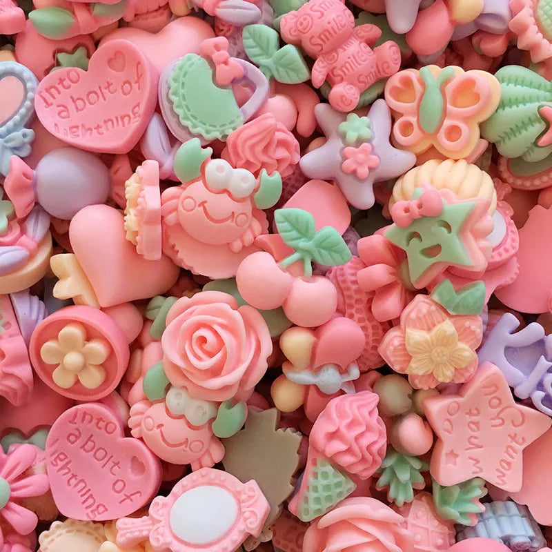 20-Pc 3D Kawaii Flower Nail Charms | Pink Resin Nail Art Set Nail Art Charms QXL